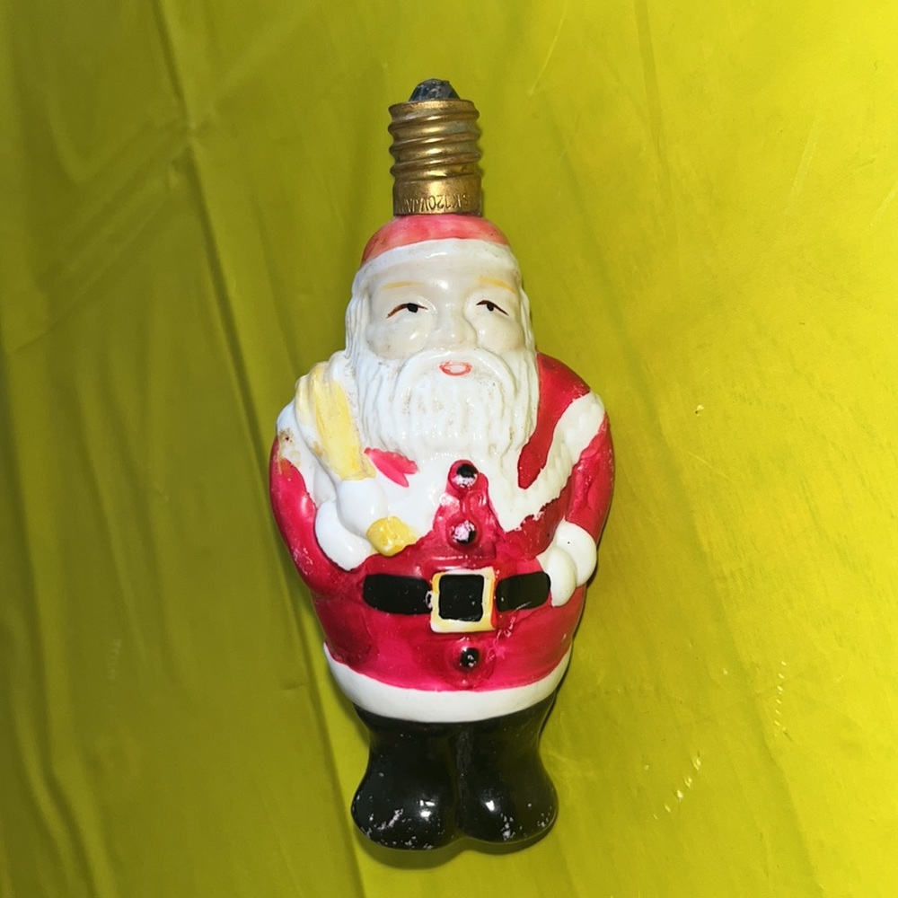 Vintage Milk Glass Santa Snowman Lightbulbs - Picture 3 of 6
